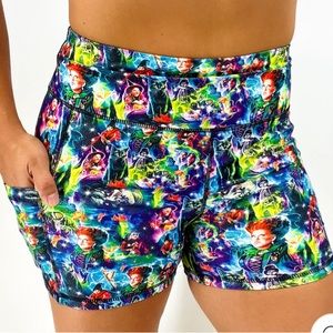 Women’s Focus Pocus high rise 4” inseam shorts Barbells and Pizza